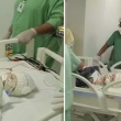 Print dos vídeos que mostram Valentina e Heloá após saírem do centro cirúrgico e irem para a UTI do 